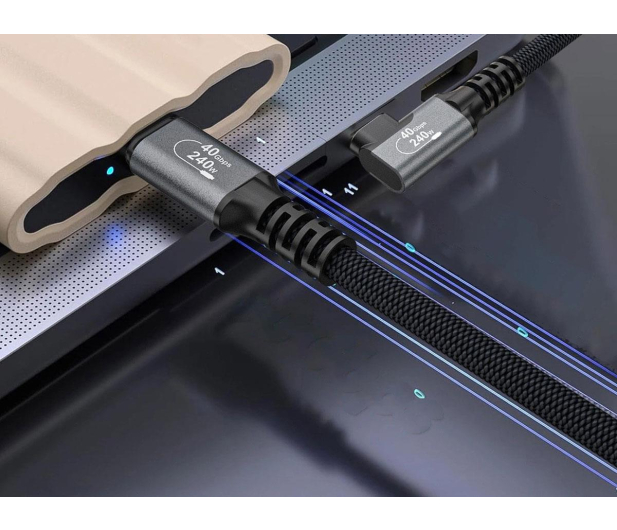 Wozinsky Kabel kątowy USB USB-C 240W 2m 4K Czarny - 1487876 - zdjęcie 5